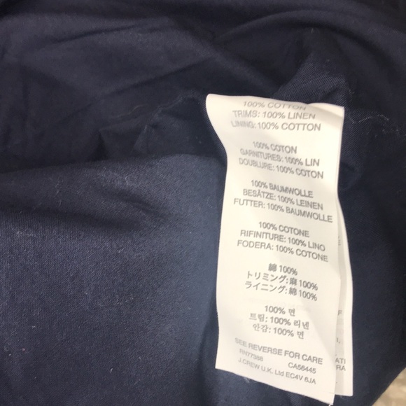 J. Crew “Ikat Print Wrap” Sleeveless V-Neck Cotton/Linen Dress Navy Print Size 6 - Picture 9 of 9